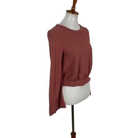 Madewell Texture & Thread XXS Pink Cropped Pullover Top Boho Cozy Knit Crewneck - Picture 3 of 7